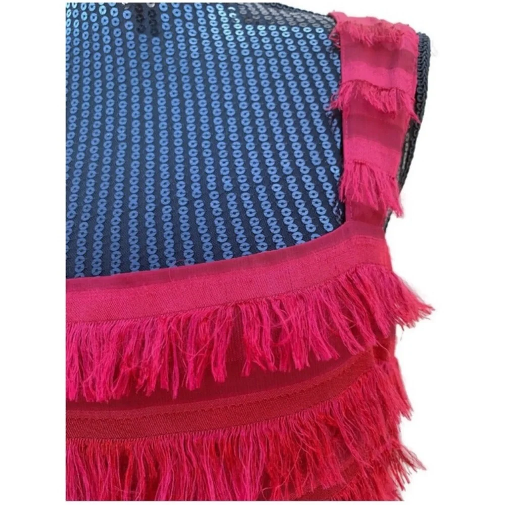 Show Me Your Mumu Aria Eyelash Fringe Red Mini Sheath Dress Large NWT - Picture 3 of 5